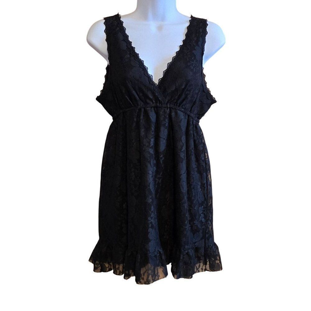 Candies Womens Black Lace Sleeveless Dress Size M Classy & Cute